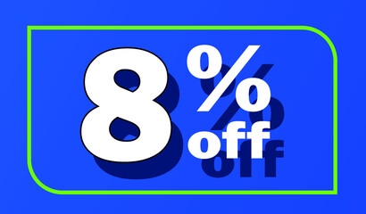 Sale tag 8 percent off - blue - for promotion offers and discounts