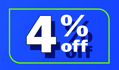 Sale tag 4 percent off - blue - for promotion offers and discounts