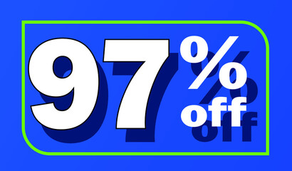 Sale tag 97 percent off - blue - for promotion offers and discounts