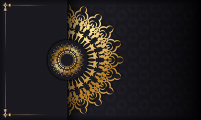 Black color background with golden abstract ornament