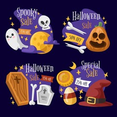 halloween sale label collection theme design vector illustration
