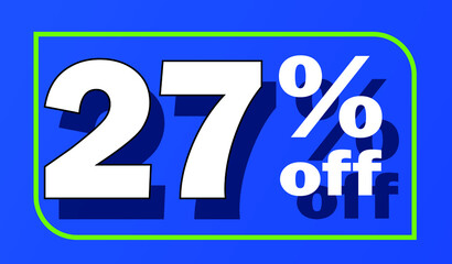 Sale tag 27 percent off - blue - for promotion offers and discounts