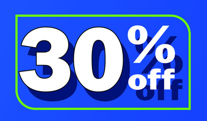 Sale tag 30 percent off - blue - for promotion offers and discounts