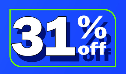 Sale tag 31 percent off - blue - for promotion offers and discounts