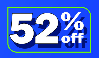 Sale tag 52 percent off - blue - for promotion offers and discounts
