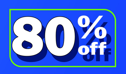 Sale tag 80 percent off - blue - for promotion offers and discounts