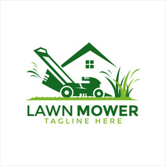Lawn mower home service vector design template