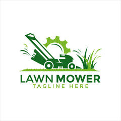 Lawn mower maintenance and repairing vector design template