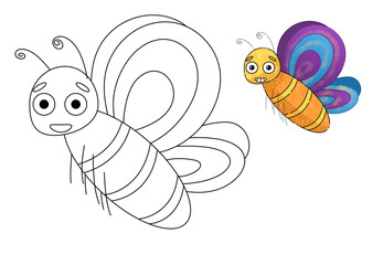coloring book with insect butterfly