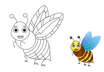 
coloring book with insect bee
