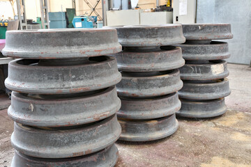 Wheelset after thermal hardening. Blanks for the manufacture of wheels for trains.