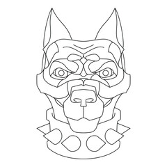 Head of Dobermann. Outlined vector illustration for dog logo or icon, coloring page