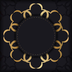 Black color brochure with gold luxury ornamentation