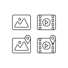 Image and video line icon design collection isolated