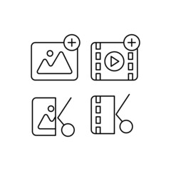Image and video line icon design collection isolated on white background