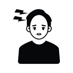 Head, headache icon. Black vector graphics.