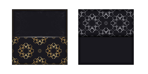 Black color flyer with golden vintage pattern