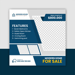 Obraz premium Elegant modern real estate Find your dream home social media post template. square social media banner banner