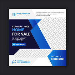 Elegant modern real estate Find your dream home social media post template. square social media banner banner