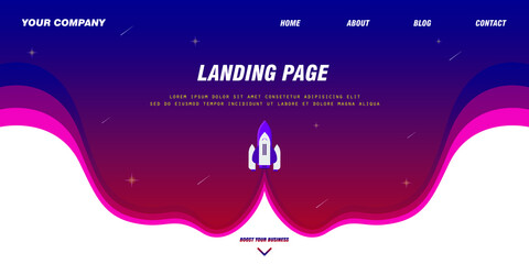 Landing Page Vector Design with free rocket template and eps file 10