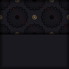 Black Greeting Brochure Template with Greek Pattern