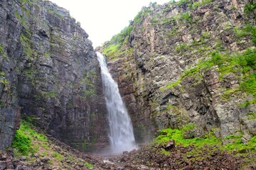 Njupeskär waterfall in Fulufjällets National Park, Sweden