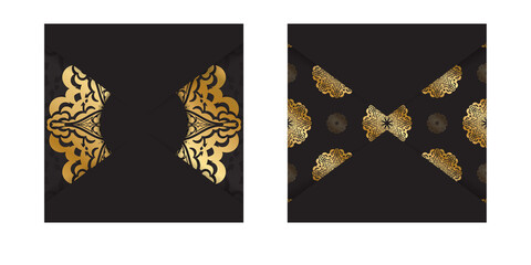 Dark color brochure with gold Indian ornament