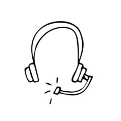 Doodle headphones drawn by hand. A simple vector image for the Internet, messages, letters