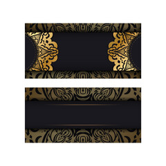 Dark color brochure with gold mandala pattern