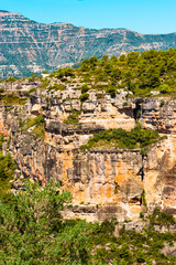 Natural Park - La Sierra de Montsant - landscape with mountains and forest in Tarragona, Spain