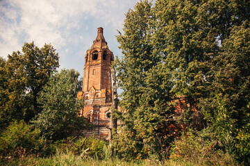 The destroyed Orthodox church, the village of Stupino, Nizhny Novgorod province, Russia.