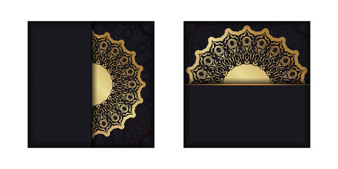 Dark color flyer with golden abstract ornament