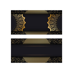 Dark color flyer with golden greek pattern