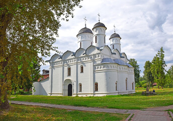 Fototapeta na wymiar The Monastery of the Ordination of the Sacrament was founded in 1207 by the Bishop of Suzdal, John. Russia, Suzdal, August 2021.