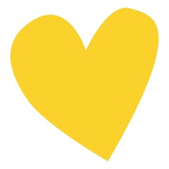 Hand drawn yellow heart shape isolated on white. Graphic design decorative element. Love and romance. St Valentine's Day. For post cards, posters, prints, textile, wallpaper, scrapbooking, icons
