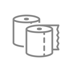 Several rolls of paper towels line icon. Paper roll, napkins, hygiene products