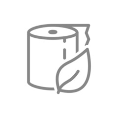 Toilet paper with a leaf line icon. Paper roll, eco material, personal hygiene items, cleanliness