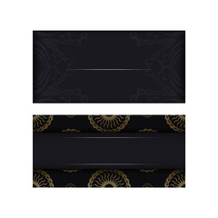 Greeting Brochure in black with gold vintage pattern