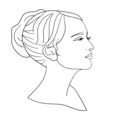 Portrait of a young woman. Coloring page