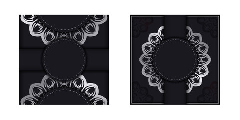 Greeting card in dark color with luxury pattern