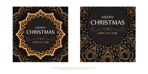 Greeting poster Happy New Year and Merry Christmas white color with winter ornament.