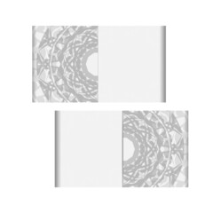 Invitation card design with space for your text and Greek patterns. Postcard design White colors with black mandala ornament.
