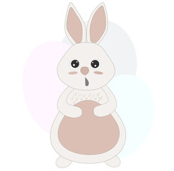 Painted Cute rabbit isolated on a white background.pastel blots. Rabbit with a print. Children's print on a T-shirt. 