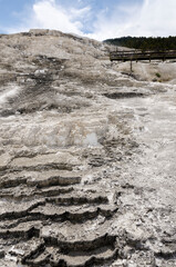 thermal springs and limestone formations at mammoth hot springs in Wyoming in America
