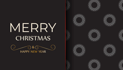 New Year's greetings card in black with a white pattern.