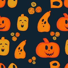 halloween seamless pattern pumpkin boo