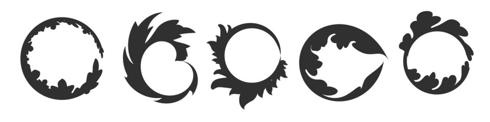 Set of decoration circle frames. Round frames for text, lettering. Vector illustration isolated on white background.