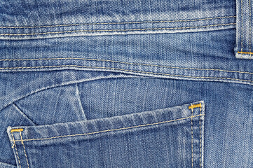 Back part of blue jeans with pocket