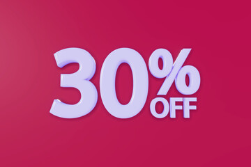 30% Off Sales Discount - 3D Text Sign for Shop Window