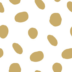 Abstract pastel seamless pattern. Big gold, spring summer fashion trendy background. Ovals and circles with hand drawn marks, vector repeated texture